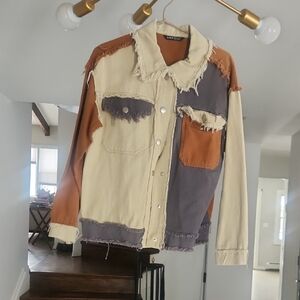 Chic Colorblock Frayed Jacket